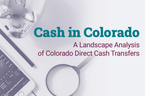 Cash in Colorado over an image of a magnifying glass and a calculator.