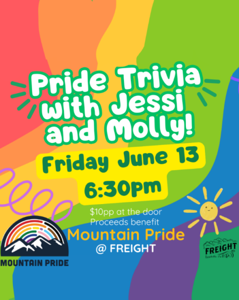 Promotional poster for Pride Trivia at the Freight.