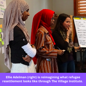 Refugee women stand with The Village Institute founder Ellie Adelman