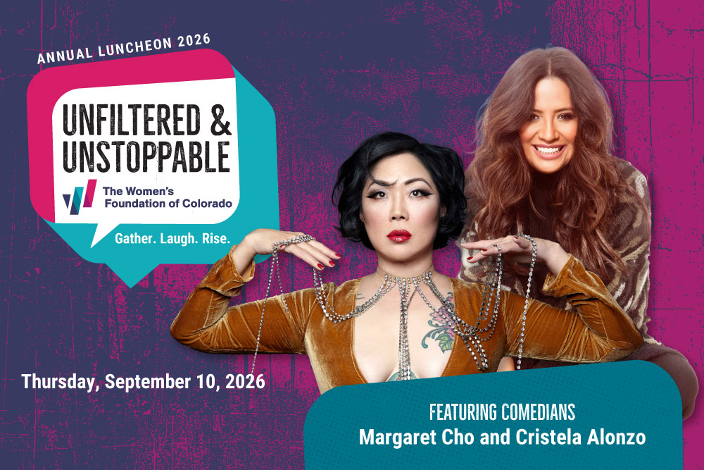Annual Luncheon promotional banner with Margaret Cho and Cristela Alonzo headshots